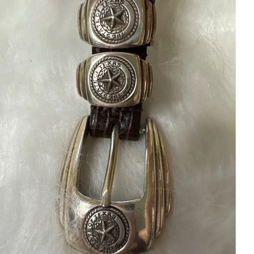 Belts by Sherman Brown Italian Leather Texas Star Buckle Belt Size 42